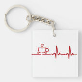 Morning Coffee Heartbeat EKG Sleutelhanger (Voorkant)