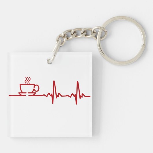Morning Coffee Heartbeat EKG Sleutelhanger (Achterkant)