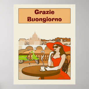 Morning Coffee Lady Posters