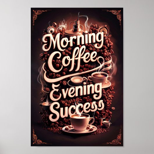 Morning Coffee Motivatie citaten van succes Poster (Voorkant)