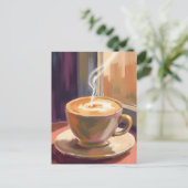 Morning Coffee | Watercolor Cafe Mug Briefkaart (Staand voorkant)