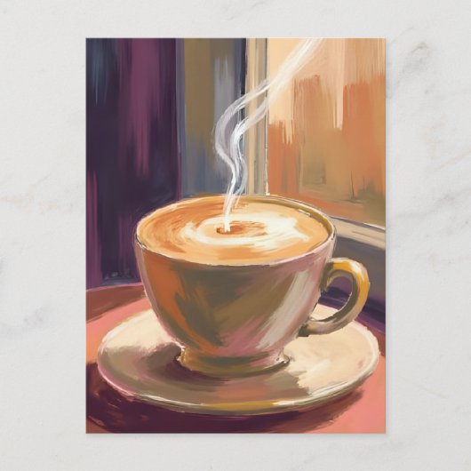 Morning Coffee | Watercolor Cafe Mug Briefkaart (Voorkant)