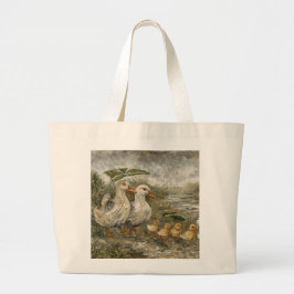 Morning Commute Whimsical Farmhouse Duck Rainy Day Grote Tote Bag