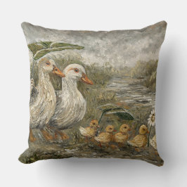 Morning Commute Whimsical Farmhouse Duck Rainy Day Kussen