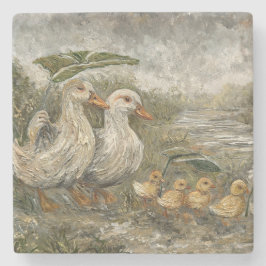 Morning Commute Whimsical Farmhouse Duck Rainy Day Stenen Onderzetter