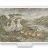 Morning Commute Whimsical Farmhouse Duck Rainy Day Sticker (Voorkant)