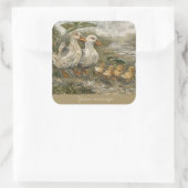 Morning Commute Whimsical Farmhouse Duck Rainy Day Vierkante Sticker (Tas)