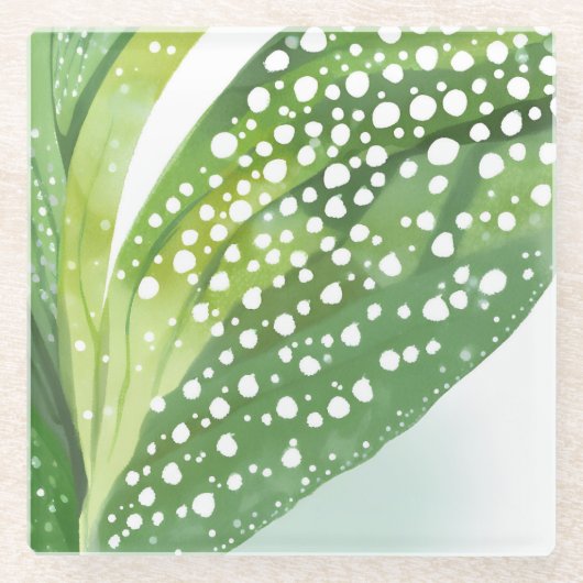 Morning Dew Green Leaf Glazen Onderzetter (Voorkant)