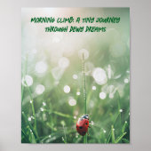 Morning Dew Ladybug: Tiny Wanderer van de Natuur Poster (Voorkant)