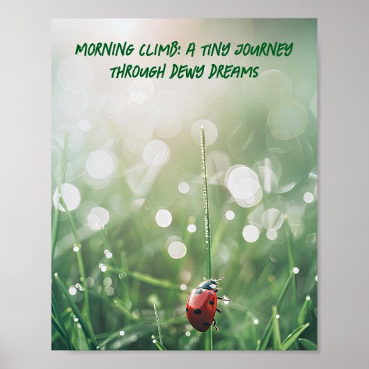 Morning Dew Ladybug: Tiny Wanderer van de Natuur Poster (Voorkant)