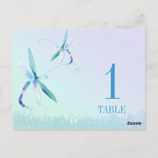 Morning Dragonfly Wedding Table Number Kaart (Achterkant)
