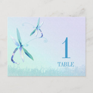Morning Dragonfly Wedding Table Number Kaart