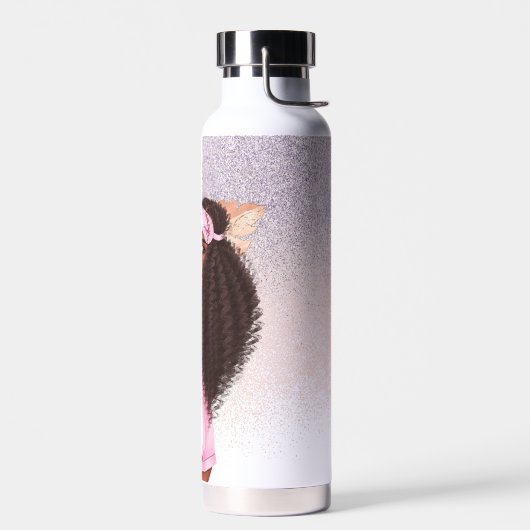 Morning Faux Glitter Girl Black Curly Hair Waterfles (Links)