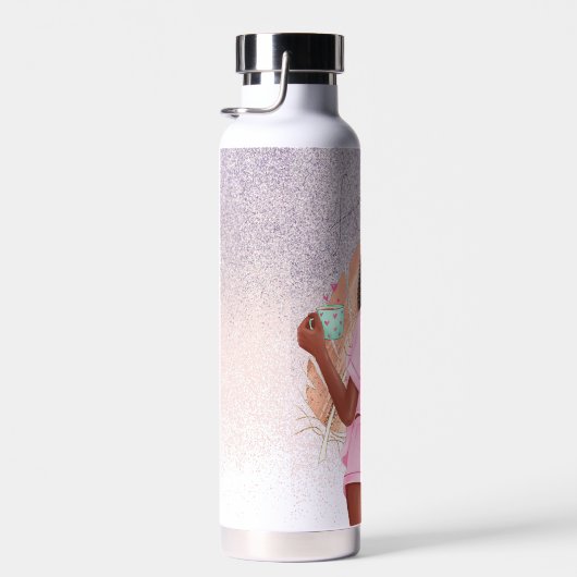 Morning Faux Glitter Girl Black Curly Hair Waterfles (Rechts)