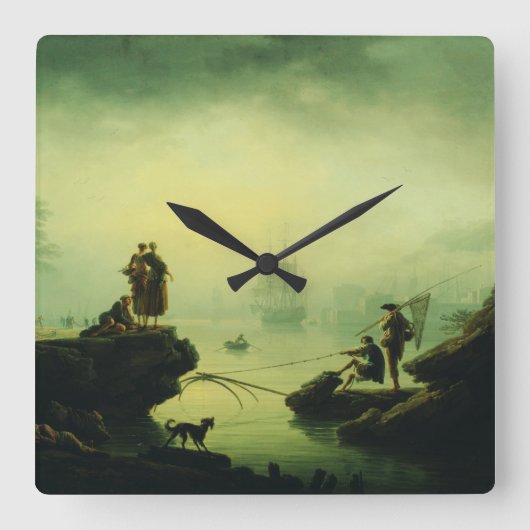 Morning Fog at sea by Joseph Vernet  Vierkante Klok (Voorkant)