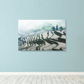 Morning Fog boven rijstvelden Canvas Afdruk (Insitu (Houten vloer))