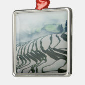 Morning Fog boven rijstvelden Metalen Ornament (Links)