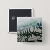 Morning Fog boven rijstvelden Vierkante Button 5,1 Cm (Voorkant /achterkant)