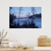 Morning Fog over het meer Poster (Keuken)