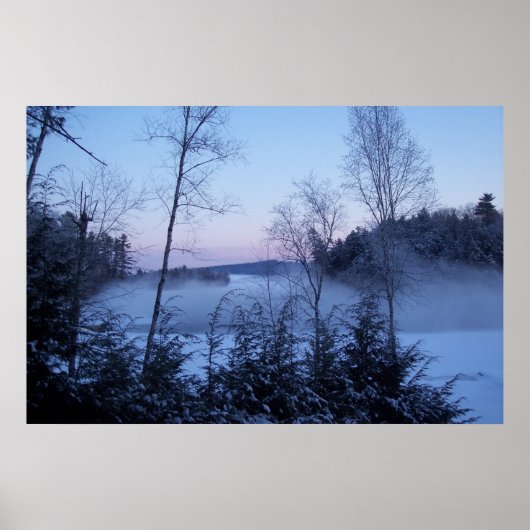 Morning Fog over het meer Poster (Voorkant)
