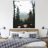 Morning Forest Fog voorbij de Creek Landscape Art Canvas Afdruk (Insitu (Slaapkamer))