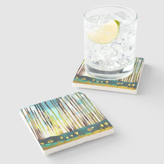 Morning Forest Stenen Onderzetter (Zijkant)