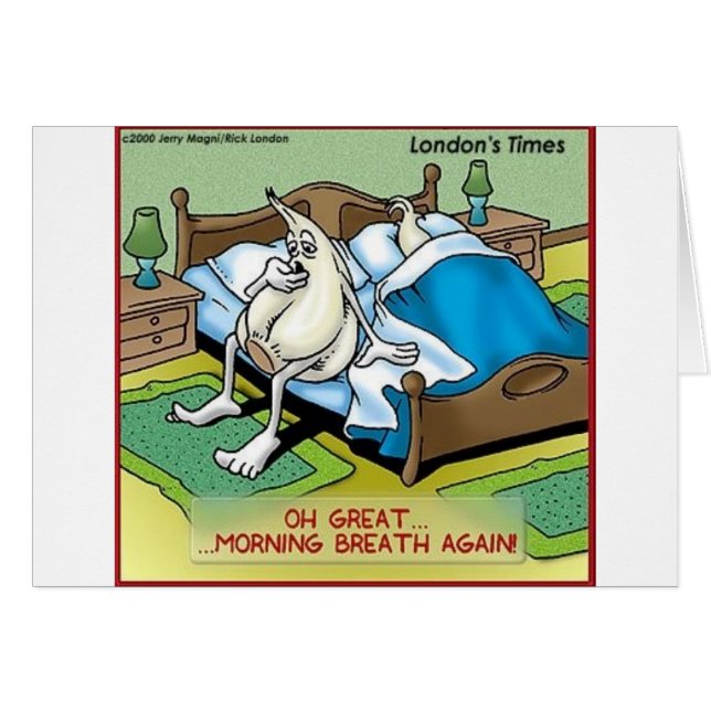 Morning Garlic Breath Funny Offbeat Cartoon Gifts (Voorkant Horizontaal)