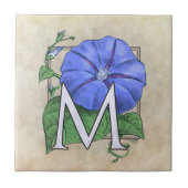 Morning Glories Bloem Monogram Tegeltje (Voorkant)