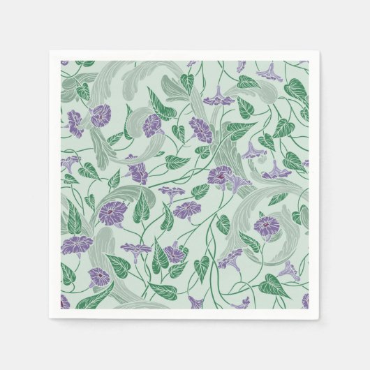 Morning Glories Blue Garden Print Papieren servett Servet (Voorkant)