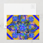 Morning Glories Yellow Blue Art Deco Patronen Briefkaart (Voorkant / Achterkant)