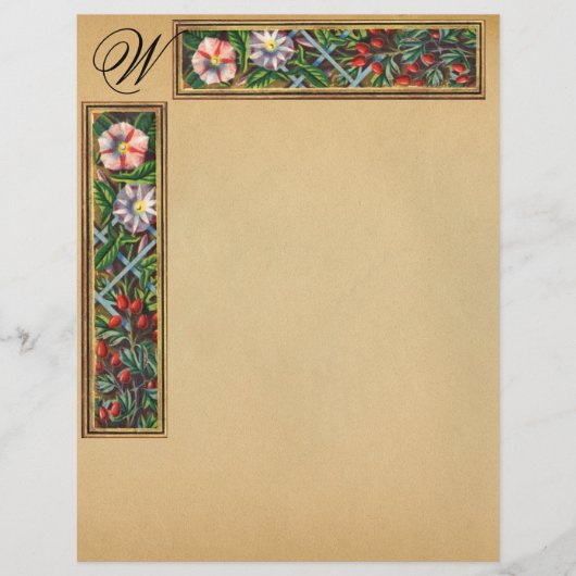 MORNING GLORY AND RED BERRIES MONOGRAM (Voorkant)