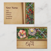 MORNING GLORY AND RED BERRIES MONOGRAM VISITEKAARTJE (Voorkant / Achterkant)