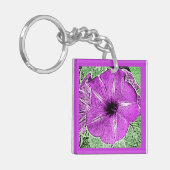 Morning Glory Block Print - amethyst paars Sleutelhanger (Voorkant Links)