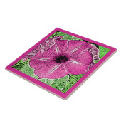 Morning Glory Block Print, Fuchsia Pink Ceramic Ti Tegeltje (Zijkant)