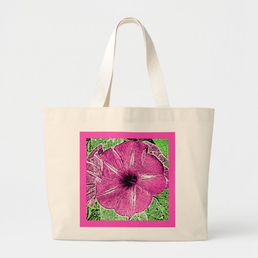 Morning Glory Block Print - fuchsia roze Grote Tote Bag (Voorkant)