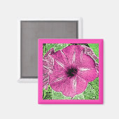 Morning Glory Block Print - fuchsia roze Magneet (Voorkant / Achterkant)