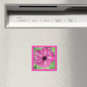 Morning Glory Block Print - fuchsia roze Magneet (Insitu (Vaatwasser))