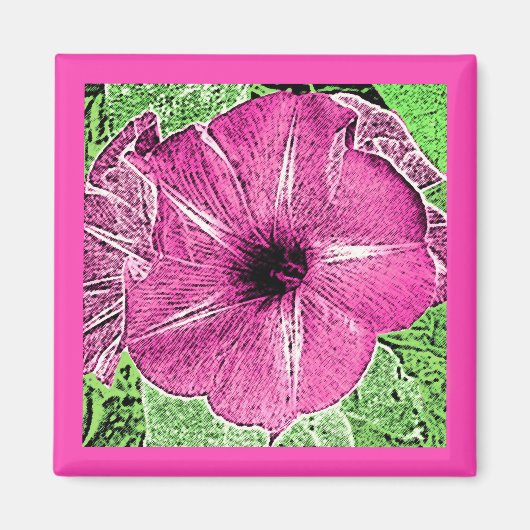 Morning Glory Block Print - fuchsia roze Magneet (Voorkant)