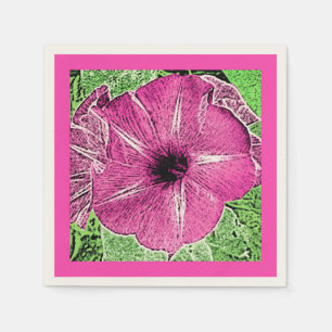 Morning Glory Block Print - fuchsia roze Servetten