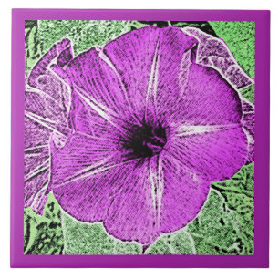 Morning Glory Block Print, Soft Violet & Lavender Tegeltje