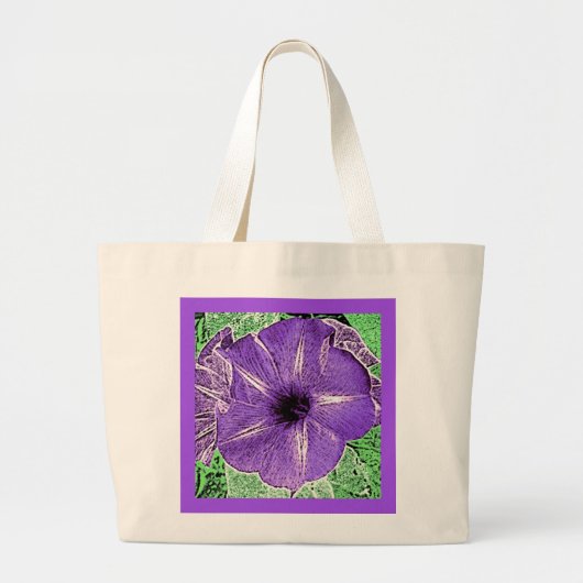 Morning Glory Block Print - zacht violet Grote Tote Bag (Voorkant)