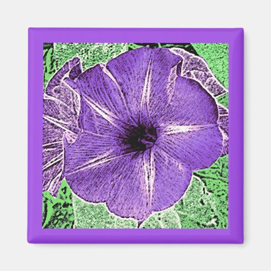 Morning Glory Block Print - zacht violet Magneet (Voorkant)