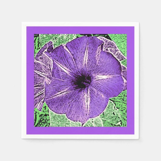 Morning Glory Block Print - zacht violet Servetten (Voorkant)