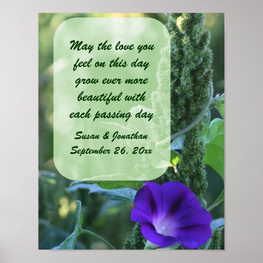 Morning Glory Bloem Gepersonaliseerde bruiloft Poster (Voorkant)