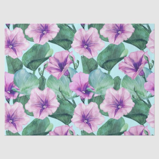 Morning Glory bloemenretro patroon Tissuepapier (Voorkant)