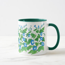 Morning Glory Blue op White Floral Pattern Mok