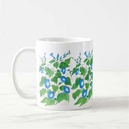 Morning Glory Blue op White Floral Pattern Mok