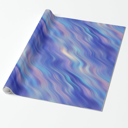 Morning Glory Blue Wavy Texture Cadeaupapier (Uitgerold)