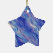 Morning Glory Blue Wavy Texture Keramisch Ornament (Rechts)