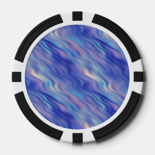 Morning Glory Blue Wavy Texture Pokerchips (Voorkant)